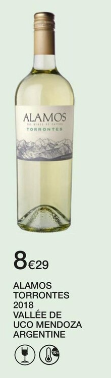 Mont Blanc - ALAMOS TORRONTES dans le catalogue Monoprix 2018 VALLÉE DE UCO MENDOZA ARGENTINE - ALAMOS TORRONTES à 8,29 € en promo chez Monoprix
