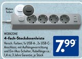 4-fach-Steckdosenleiste Angebote von WORKZONE bei ALDI SÜD Dreieich für 7,99 €