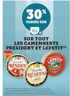 Promo 30% versés sur Carte U sur tout les camemberts President et LePetit à  dans le catalogue U Express à Cléder