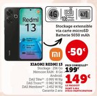 Xiaomi redmi 13 - Hyper U à Caen Xiaomi redmi 13 en promo chez Hyper U Caen à 149,00 €