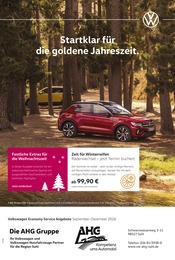 Volkswagen Werkstatt & Auto Prospekt der aktuellen Woche mit 1 Seite, gültig von 01.09.2026 bis 31.12.2026, in Zella-Mehlis und Umgebung Aktueller Volkswagen Werkstatt & Auto Prospekt in Zella-Mehlis und Umgebung, "Herbst im Kopf. Sicherheit im Auto." mit 1 Seite, 01.09.2026 - 31.12.2026