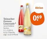 Genuss Limonade Angebote von Teinacher bei tegut Schwäbisch Gmünd für 0,69 €