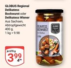 Delikatess Bockwurst Angebote von Globus Regional bei GLOBUS Jena für 3,99 €