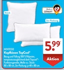 Kopfkissen TopCool im Angebot bei ALDI SÜD in Aschaffenburg Kopfkissen TopCool Angebote von NOVITESSE bei ALDI SÜD Aschaffenburg für 5,99 €