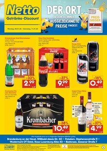 Cola im Netto Marken-Discount Prospekt "DER ORT, AN DEM DU IMMER AUSGEZEICHNETE PREISE FINDEST." mit 2 Seiten (Falkensee)