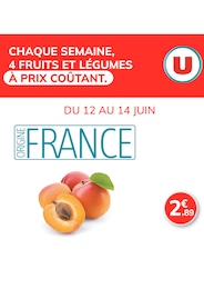 Prospectus Hyper U, "CHAQUE SEMAINE, 4 FRUITS ET LÉGUMES À PRIX COÛTANT" à Saint-Georges-de-Noisné et alentours, 1 page, 12/06/2025 - 14/06/2025 Catalogue Hyper U "CHAQUE SEMAINE, 4 FRUITS ET LÉGUMES À PRIX COÛTANT" à Saint-Georges-de-Noisné et alentours, 1 page, 12/06/2025 - 14/06/2025