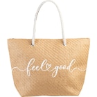 Strandtasche Strohoptik "feel good" von Fabrizio im aktuellen dm-drogerie markt Prospekt für 10,95 €