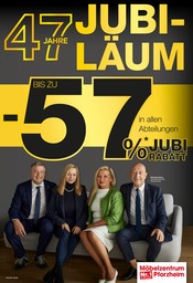 Möbelzentrum Pforzheim Pforzheim Prospekt der aktuellen Woche, gültig von 27.09.2025 bis 11.10.2025 Aktueller Möbelzentrum Pforzheim Pforzheim Prospekt "47 JAHRE JUBILÄUM" mit 8 Seiten
