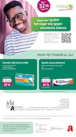 mea - meine apotheke Apotheken Prospekt der aktuellen Woche mit 4 Seiten, gültig von 01.06.2026 bis 30.06.2026, in Marktsteft und Umgebung Aktueller mea - meine apotheke Apotheken Prospekt in Marktsteft und Umgebung, "Unsere Juni-Angebote" mit 4 Seiten, 01.06.2026 - 30.06.2026