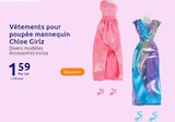 Vêtements pour poupée mannequin - Chloe Girlz en promo chez Action Dreux à 1,59 €