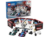 Garage im MediaMarkt Saturn Prospekt City 60444 F1® Garage mit Mercedes-AMG & Alpine Rennautos Bausatz, Mehrfarbig von LEGO im aktuellen MediaMarkt Saturn Prospekt für 69,99 €