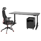 Schreibtisch, Stuhl + Schubladenel schwarz 180x80 cm bei IKEA im Prospekt  für 1.027,00 €