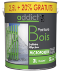 PEINTURE ADDICT-MICROPOREUSE BOIS BLANC 2,5L + 20 % GRATUIT - ADDICT dans le catalogue Décor Discount