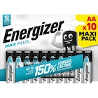 Lot de 10 piles Energizer Max+ AA/LR6 - ENERGIZER - Carrefour Market à Niort Lot de 10 piles Energizer Max+ AA/LR6 - ENERGIZER en promo chez Carrefour Market Niort à 6,86 €