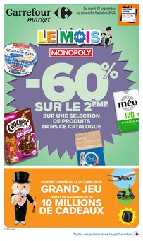 Catalogue Carrefour Market de la semaine 38, "LE MOIS MONOPOLY", page 1, 22/09/2026 - 04/10/2026 Prospectus Carrefour Market en cours, "LE MOIS MONOPOLY", page 1 sur 61