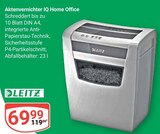 Aktenvernichter IQ Home Office Angebote von Leitz bei GLOBUS Hanau für 69,99 €