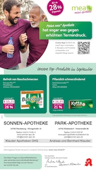 mea - meine apotheke Prospekt der Woche "Unsere September-Angebote" Seite 1, 01.09.2025 bis 30.09.2025 für Büdelsdorf Aktueller mea - meine apotheke Prospekt "Unsere September-Angebote" Seite 1 von 4 Seiten für Büdelsdorf