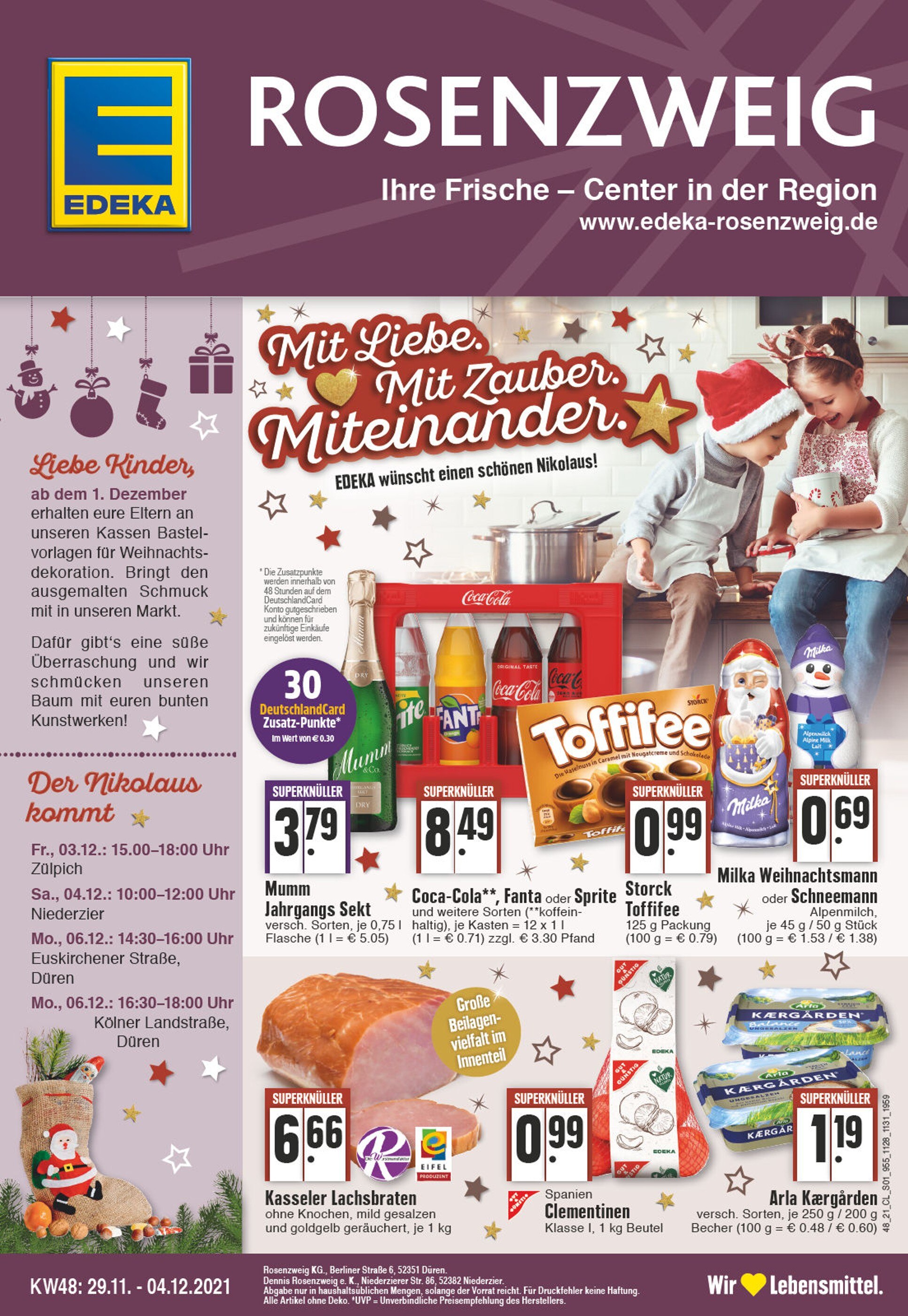 EDEKA Prospekt für Düren mit 24 Seiten EDEKA Prospekt für Düren: "Aktuelle Angebote", 24 Seiten, 29.11.2021 - 04.12.2021