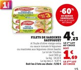 Filets de sardines - SAUPIQUET - Super U à Toulon Filets de sardines - SAUPIQUET en promo chez Super U Toulon à 1,69 €