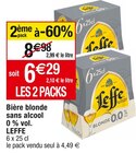Bière blonde sans alcool 0 % vol. - LEFFE en promo chez Cora Pierrefitte-sur-Seine à 6,29 €