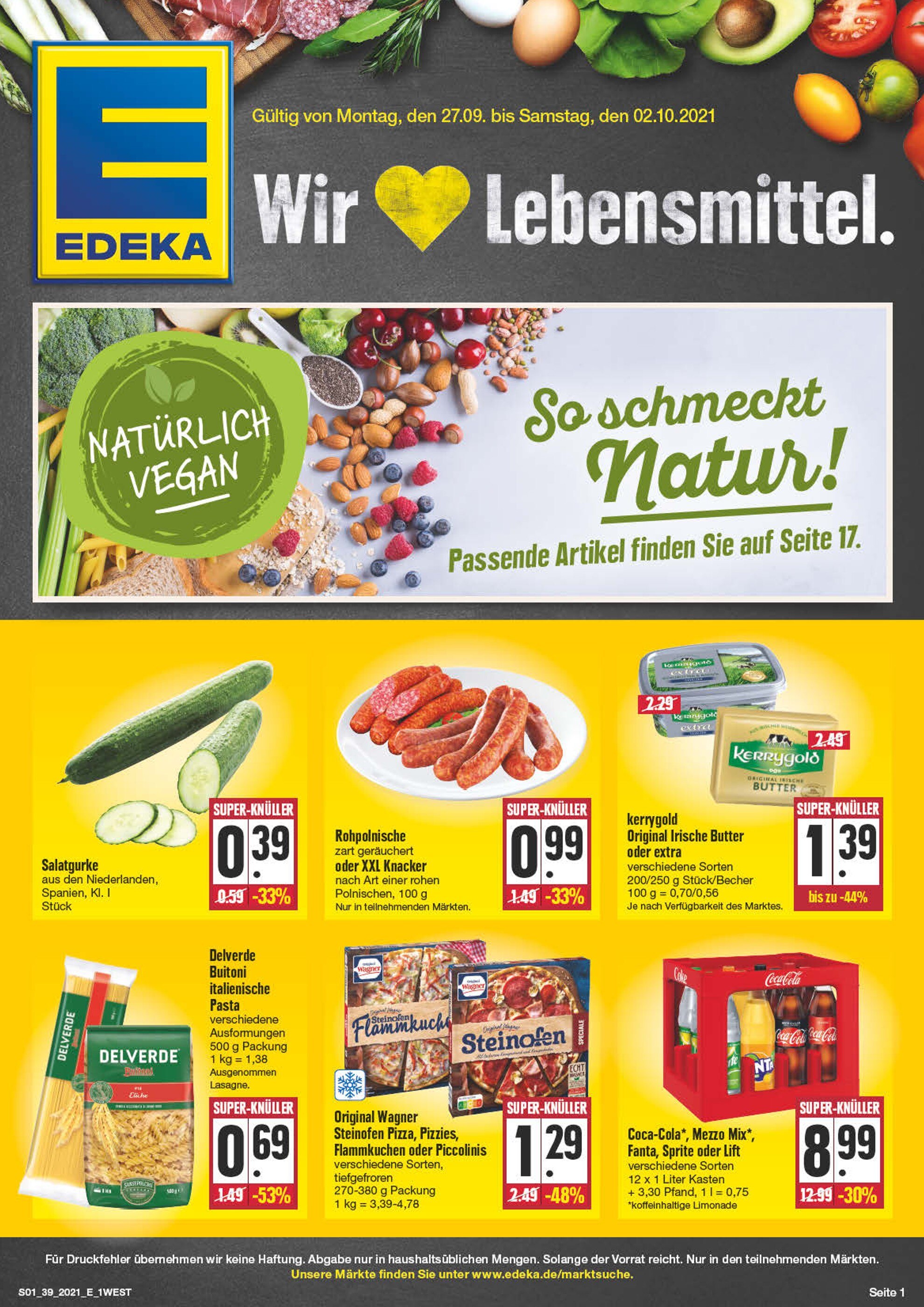 EDEKA Prospekt für Künzelsau mit 28 Seiten EDEKA Prospekt für Künzelsau: "Wir lieben Lebensmittel!", 28 Seiten, 27.09.2021 - 02.10.2021