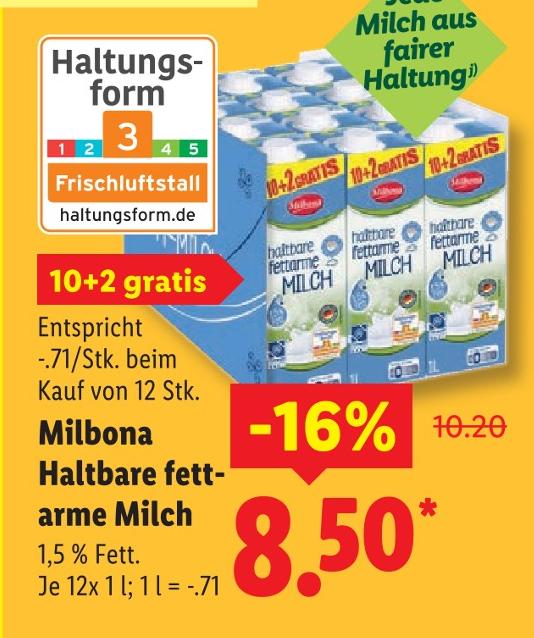 Haltbare fettarme Milch