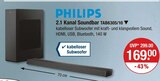 2.1 Kanal Soundbar TAB6305/10 im V-Markt Prospekt 2.1 Kanal Soundbar TAB6305/10 von Philips im aktuellen V-Markt Prospekt für 169,00 €
