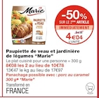 Paupiette de veau et jardinière de légumes - Marie en promo chez Monoprix Argenteuil à 4,04 €
