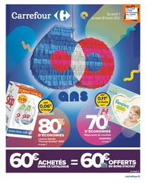 Catalogue Carrefour avec 72 pages de promos Prospectus Carrefour, "60 ans", pages, 07/02/2023 - 20/02/2023