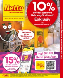 Netto Marken-Discount Prospekt "10% auf das gesamte Mehrweg-Sortiment", 2 Seiten, 08.12.2025 - 08.12.2025 Aktueller Netto Marken-Discount Prospekt, "10% auf das gesamte Mehrweg-Sortiment", mit Angeboten der Woche, gültig von 08.12.2025 bis 08.12.2025