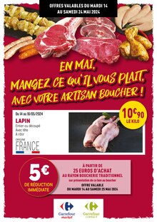Prospectus Rayon Boucherie Carrefour à Cournonterral, "En Mai, mangez ce qu'il vous plaît, avec votre artisan boucher !", 8 pages de promos valables du 14/05/2024 au 24/05/2024