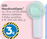 LED-Handventilator für 3,00 € bei TEDi im Angebot LED-Handventilator im aktuellen TEDi Prospekt