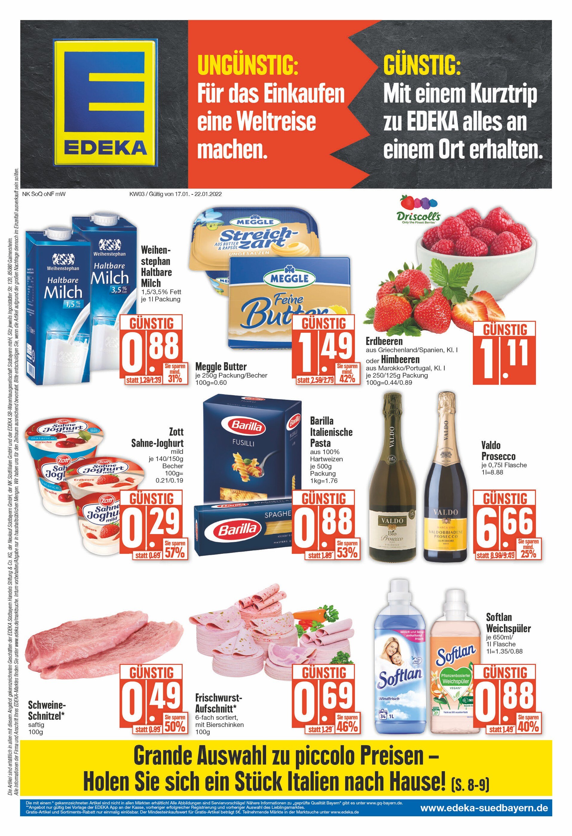 EDEKA Prospekt für Memmingen mit 20 Seiten EDEKA Prospekt für Memmingen: "Mit einem Kurztrip zu EDEKA alles an einem Ort erhalten.", 20 Seiten, 17.01.2022 - 22.01.2022