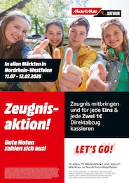 MediaMarkt Saturn Prospekt für Duisburg: "Zeugnisaktion! Gute Noten zahlen sich aus!", 1 Seite, 11.07.2025 - 12.07.2025