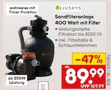 Sandfilteranlage 400 Watt mit Filter Angebote von Juskys bei Netto Marken-Discount Hückelhoven für 89,99 €