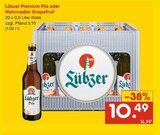 Lübzer Premium Pils oder Naturradler Grapefruit bei Netto Marken-Discount im Schmölln Prospekt für 10,49 €