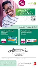 mea - meine apotheke Apotheken Prospekt der aktuellen Woche mit 4 Seiten, gültig von 01.06.2026 bis 30.06.2026, in Regen und Umgebung Aktueller mea - meine apotheke Apotheken Prospekt in Regen und Umgebung, "Unsere Juni-Angebote" mit 4 Seiten, 01.06.2026 - 30.06.2026