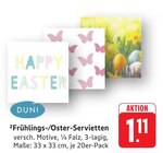 Frühlings-/Oster-Servietten im Angebot bei EDEKA in Pirmasens Frühlings-/Oster-Servietten Angebote von Duni bei EDEKA Pirmasens für 1,11 €