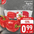 Aktuelle Paprika Angebote bei EDEKA in Aachen Aktuelles Paprika rot, Klasse I Angebot bei EDEKA in Aachen ab 0,99 €