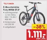 E-Mountainbike Fully M936 27,5'' im Angebot bei Netto Marken-Discount in Speyer E-Mountainbike Fully M936 27,5'' Angebote von TELEFUNKEN bei Netto Marken-Discount Speyer für 1.111,00 €