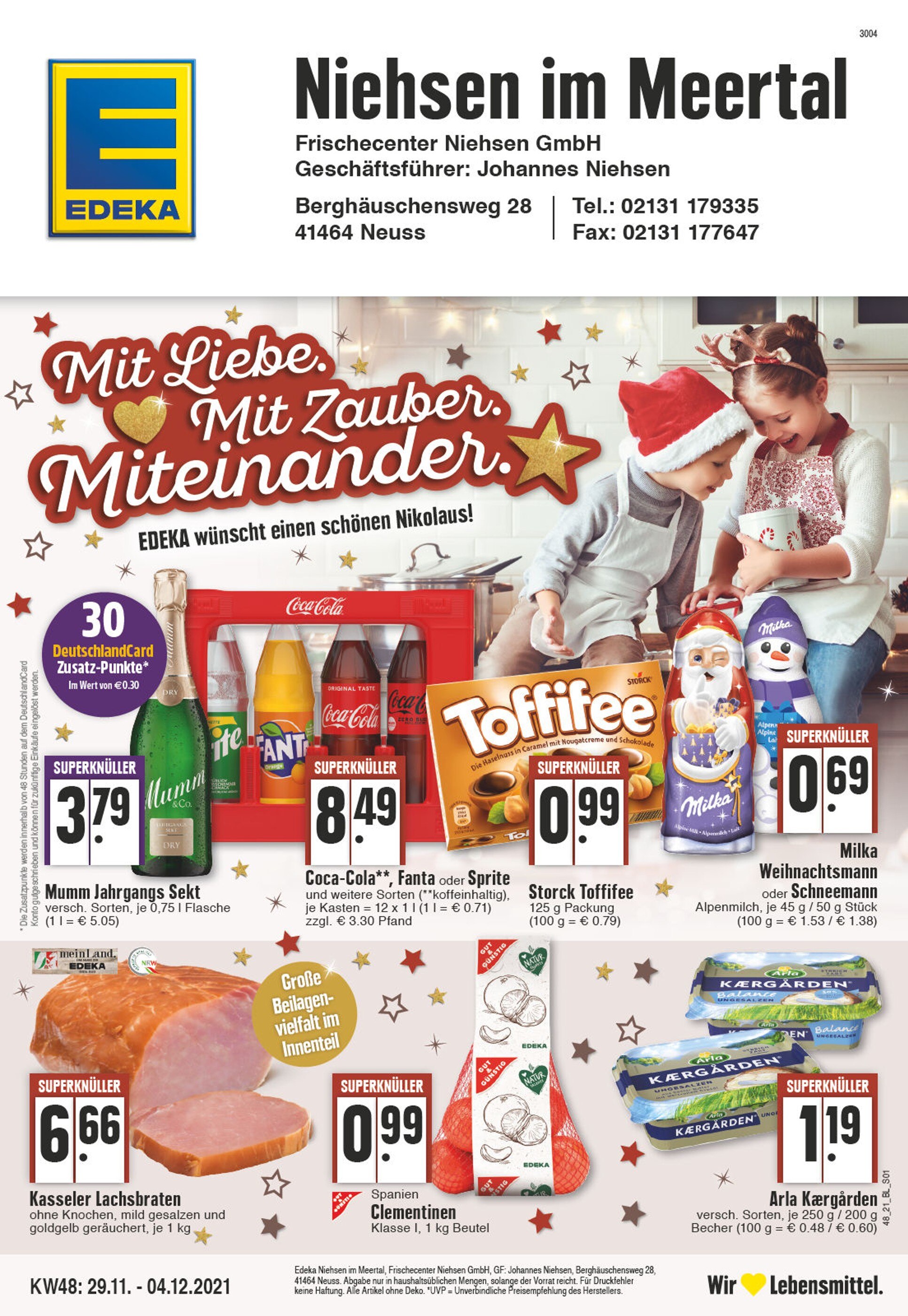 EDEKA Prospekt für Neuss mit 24 Seiten EDEKA Prospekt für Neuss: "Aktuelle Angebote", 24 Seiten, 29.11.2021 - 04.12.2021