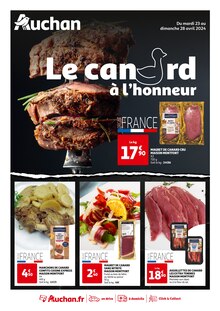 Prospectus Auchan Hypermarché à Pont de la Maye, "Le canard à l'honneur", 2 pages de promos valables du 23/04/2024 au 28/04/2024