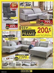 Couch im aktuellen BRAUN Möbel-Center Prospekt (Reutlingen) Couch im BRAUN Möbel-Center Prospekt "JUBILÄUMS SSV" mit 20 Seiten (Reutlingen)