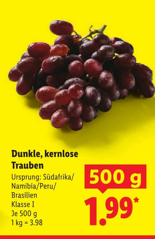 Dunkle, kernlose Trauben
