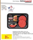 Burger extra moelleux x4 : préparation de viande bovine hachée (75%) et de fibres végétales - Jean Rozé - Intermarché à Grenoble Burger extra moelleux x4 : préparation de viande bovine hachée (75%) et de fibres végétales - Jean Rozé en promo chez Intermarché Grenoble à 3,85 €