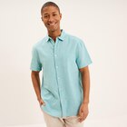 Chemise manches courtes lin mélangé bleu turquoise homme - La Halle Chemise manches courtes lin mélangé bleu turquoise homme à 22,99 € dans le catalogue La Halle