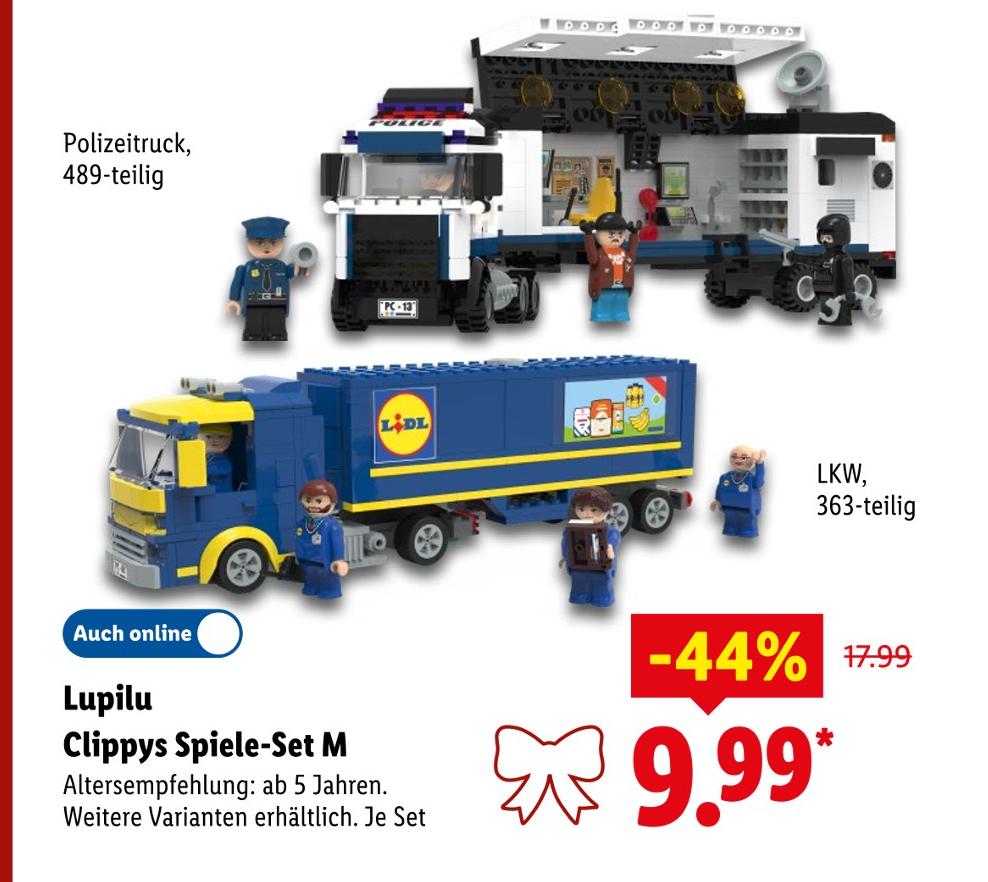 Clippys Spiele-Set M, Polizeitruck 489-teilig oder LKW 363-teilig