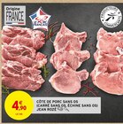 Promo Côte de porc sans os (carré sans os, échine sans os) à 4,90 € dans le catalogue Intermarché à Dannemarie