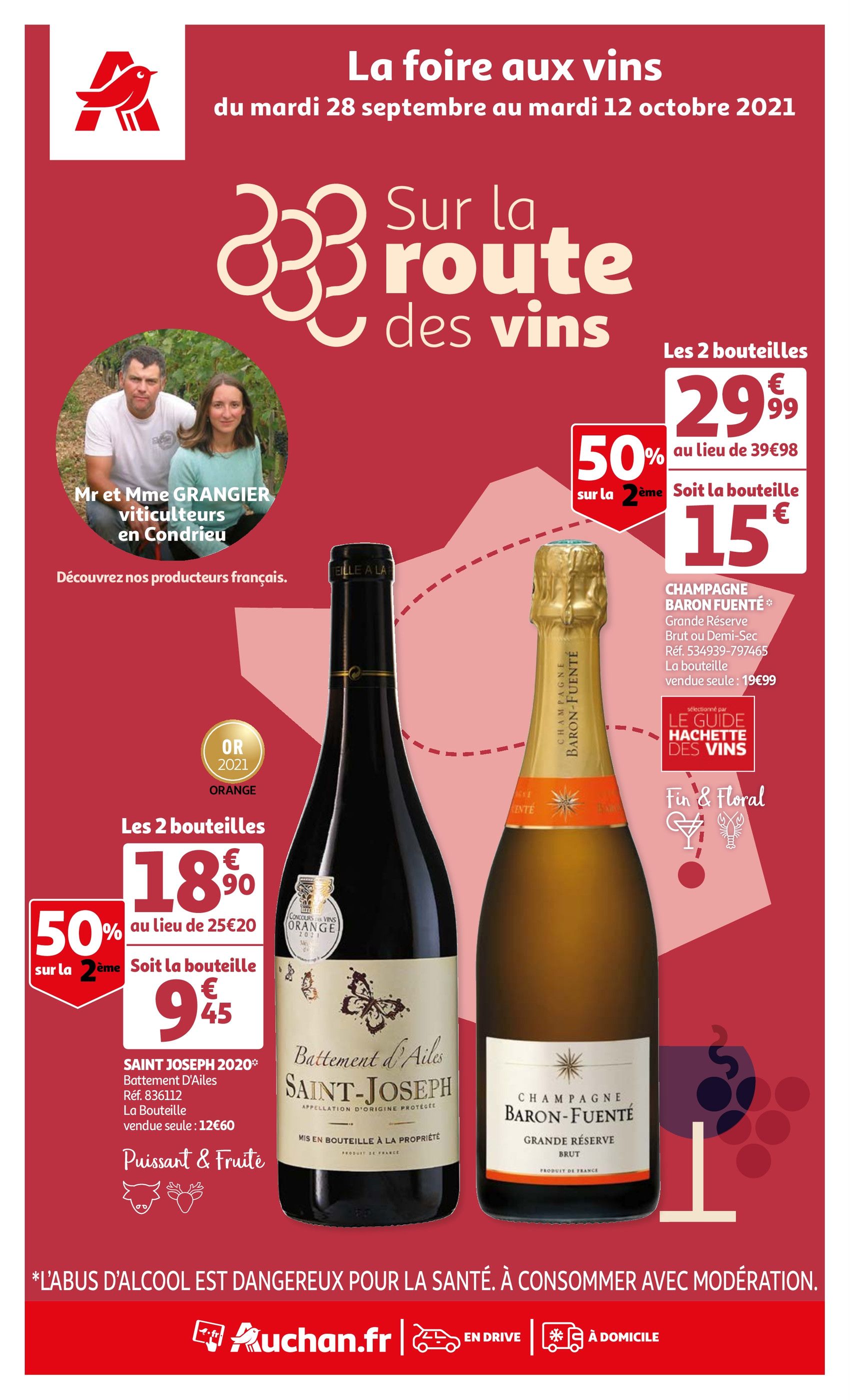 Catalogue Auchan à Lempdes, avec 64 pages Prospectus Auchan à Lempdes, "Sur la route des vins", 64 pages, 28/09/2021 - 12/10/2021
