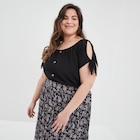 T-shirt col bardot manches noeuds noir femme grande taille à La Halle dans Méobecq T-shirt col bardot manches noeuds noir femme grande taille à La Halle dans Méobecq